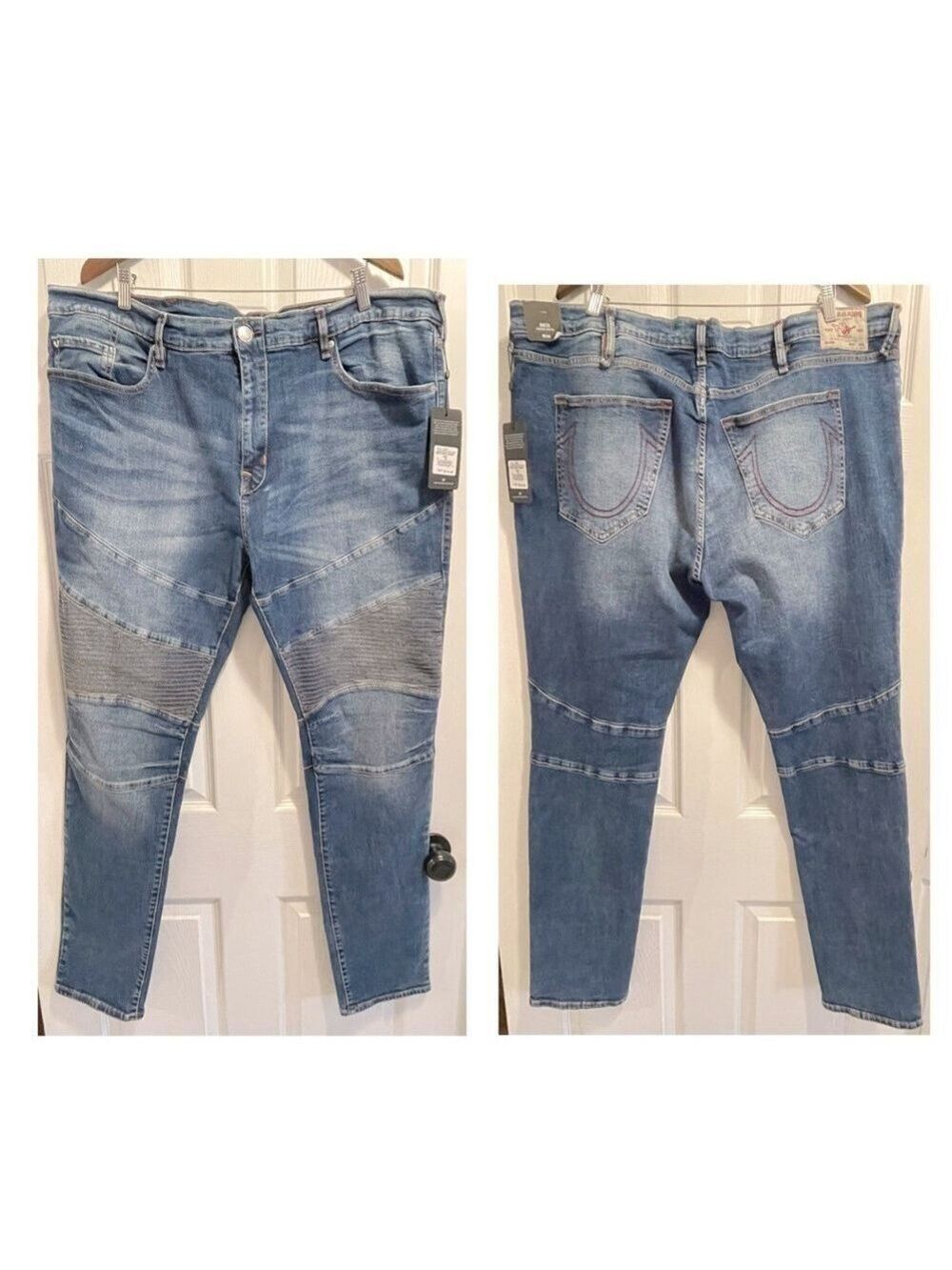 NWT True Religion ROCCO Moto Jeans Medium Sonic Indigo size 44 NEW